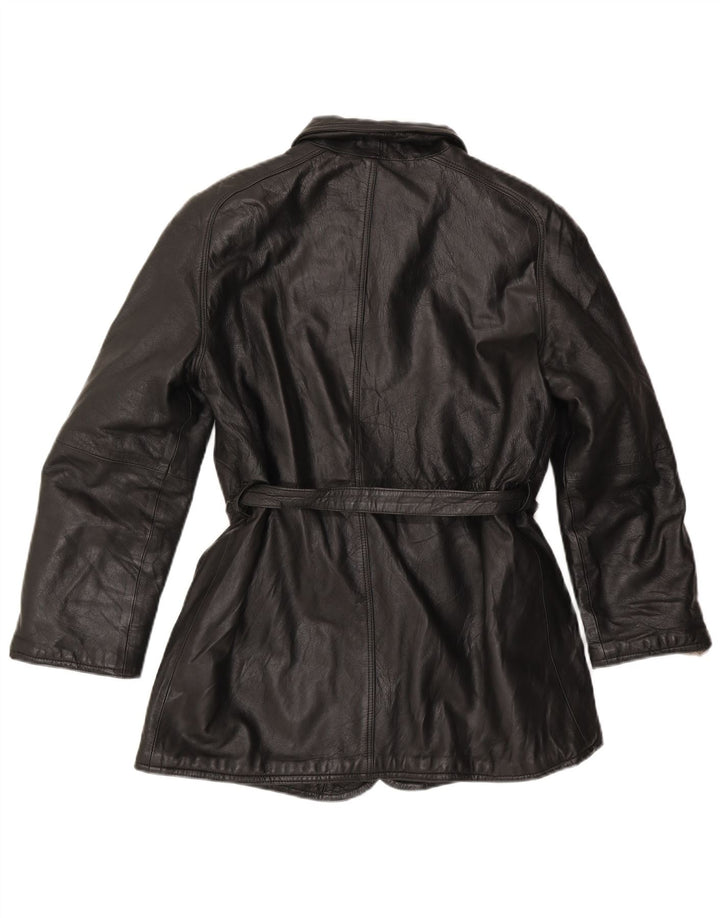 Jaqueta de couro feminina vintage IT 46 grande preta