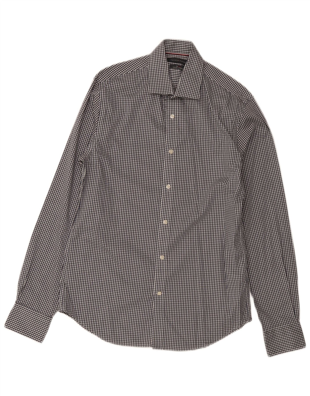 Camisa masculina Tommy Hilfiger Slim Fit tamanho 15 médio azul marinho guingão