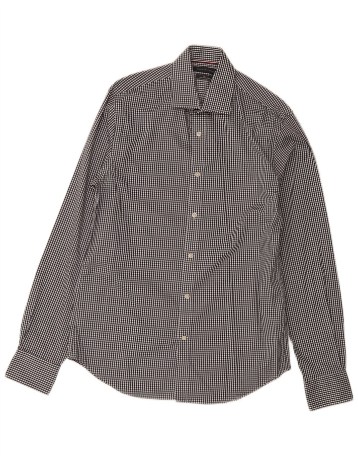 Camisa masculina Tommy Hilfiger Slim Fit tamanho 15 médio azul marinho guingão