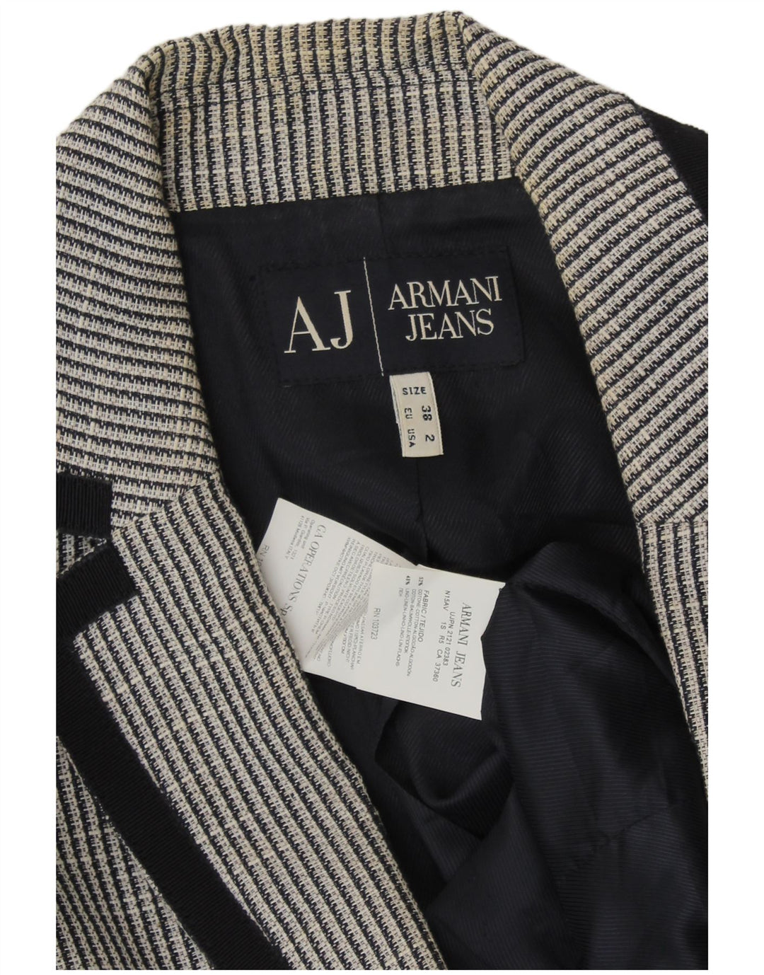 ARMANI JEANS Jaqueta blazer feminina de 2 botões UE 38 listrado cinza médio