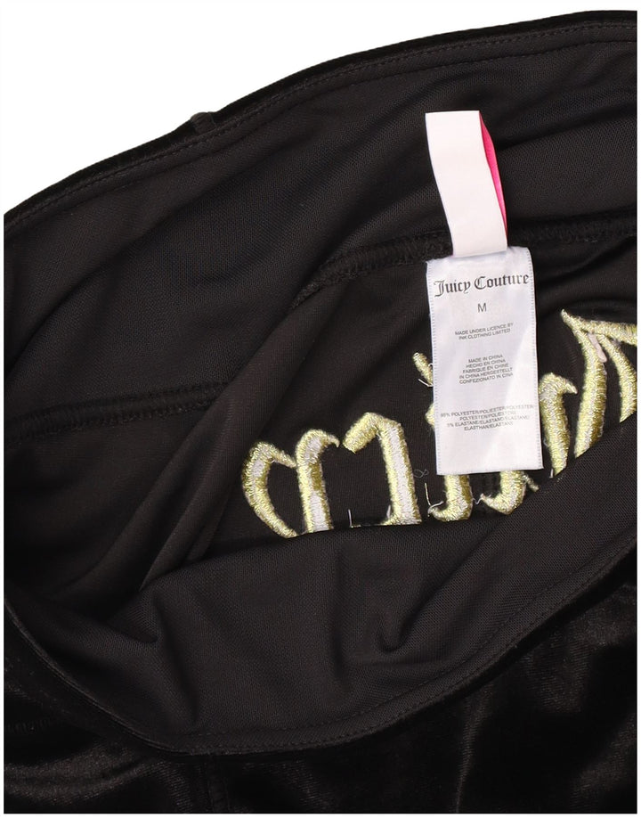 Leggings femininas de veludo gráfico Juicy Couture UK 12 poliéster preto médio