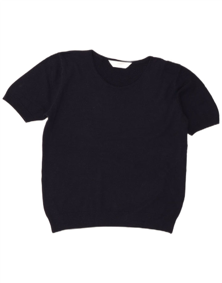 Suéter feminino St Michael com gola redonda Reino Unido 16 grande azul marinho
