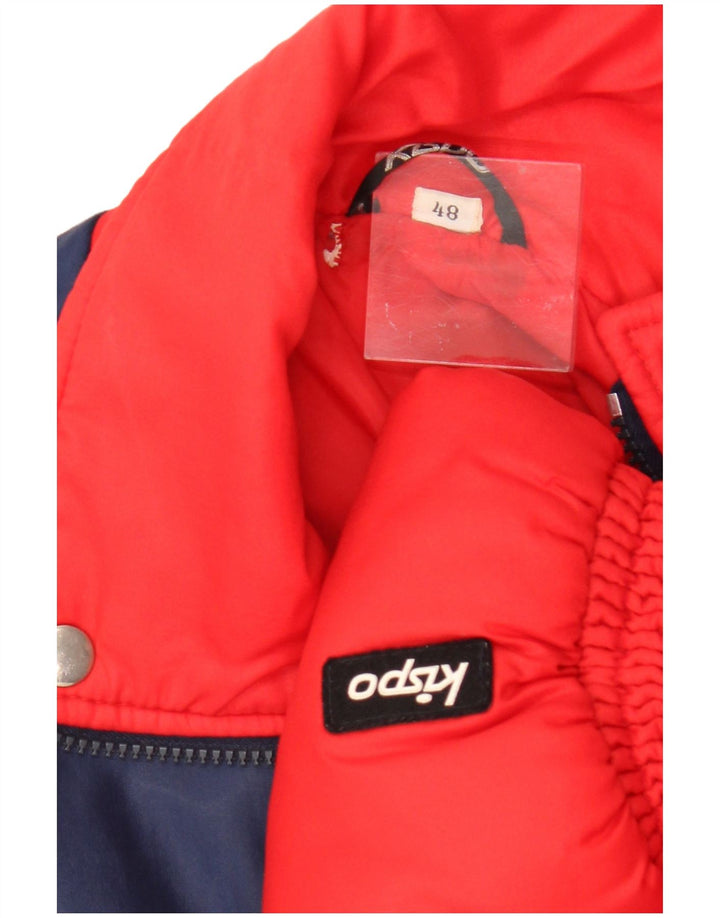 Jaqueta acolchoada masculina vintage IT 48 poliamida colorblock vermelho médio