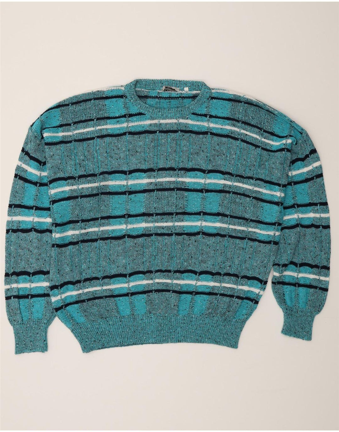 Suéter masculino Les Jacquelines com gola redonda IT 52 listrado azul grande