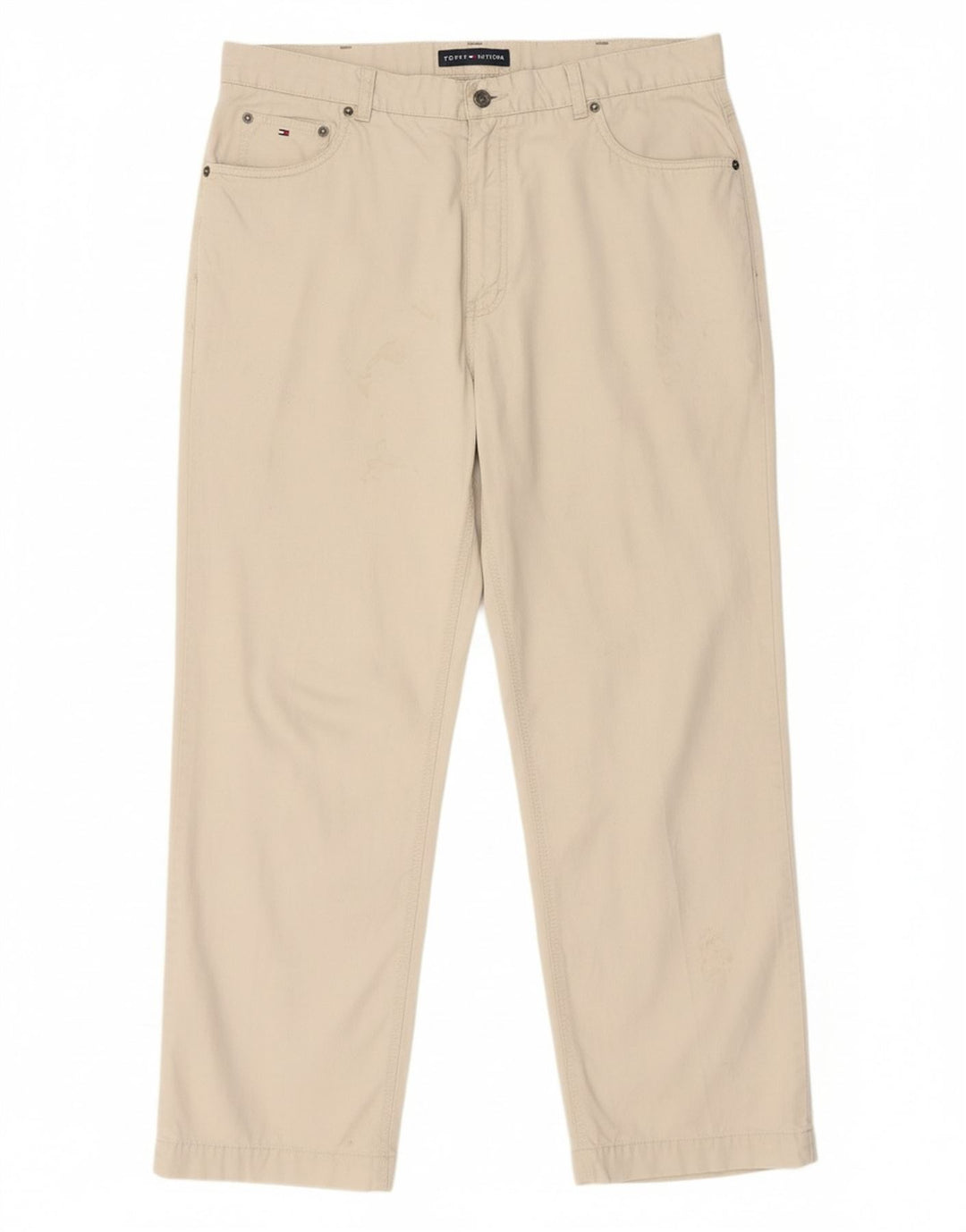 TOMMY HILFIGER Jeans reto masculino W36 L27 algodão bege