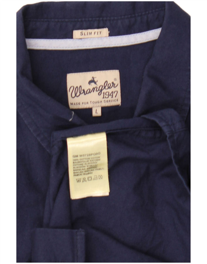 Camisa masculina Wrangler Slim Fit grande algodão azul marinho