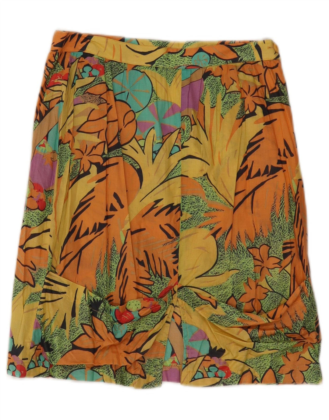 Saia evasê feminina VINTAGE W26 pequena floral multicolorida