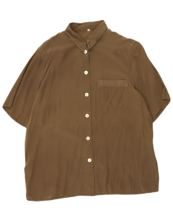 Camisa feminina vintage de manga curta EU 42 verde grande