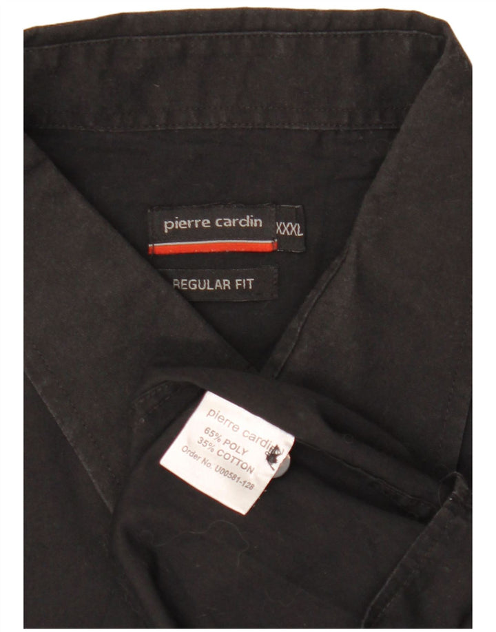 Pierre Cardin Camisa masculina de manga curta regular fit 3XL poliéster preto