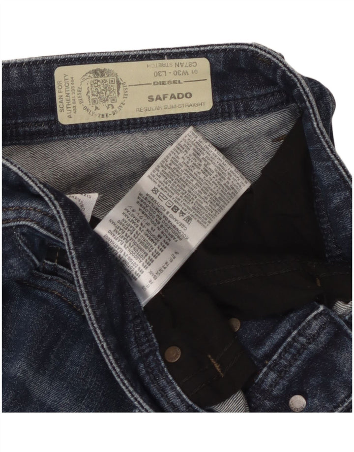 Diesel Masculino Safado Regular Slim Straight Jeans W30 L30 Azul Algodão