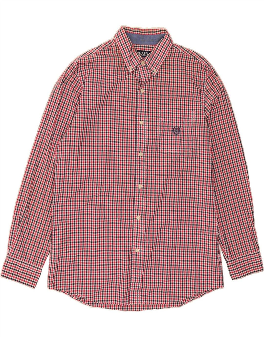 CHAPS Mens Easy Care Shirt Medium Red Check Cotton Vintage Chaps and Second-Hand Chaps from Messina Hembry 