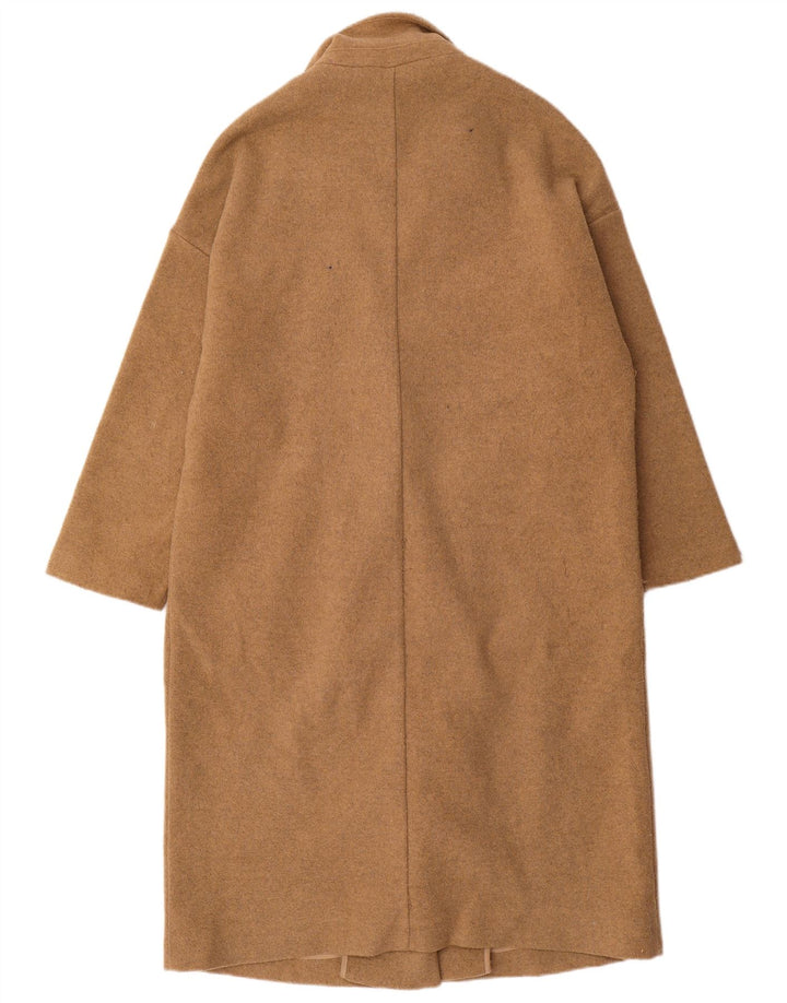 Sobretudo oversized feminino Zara UK 10 pequeno poliéster bege