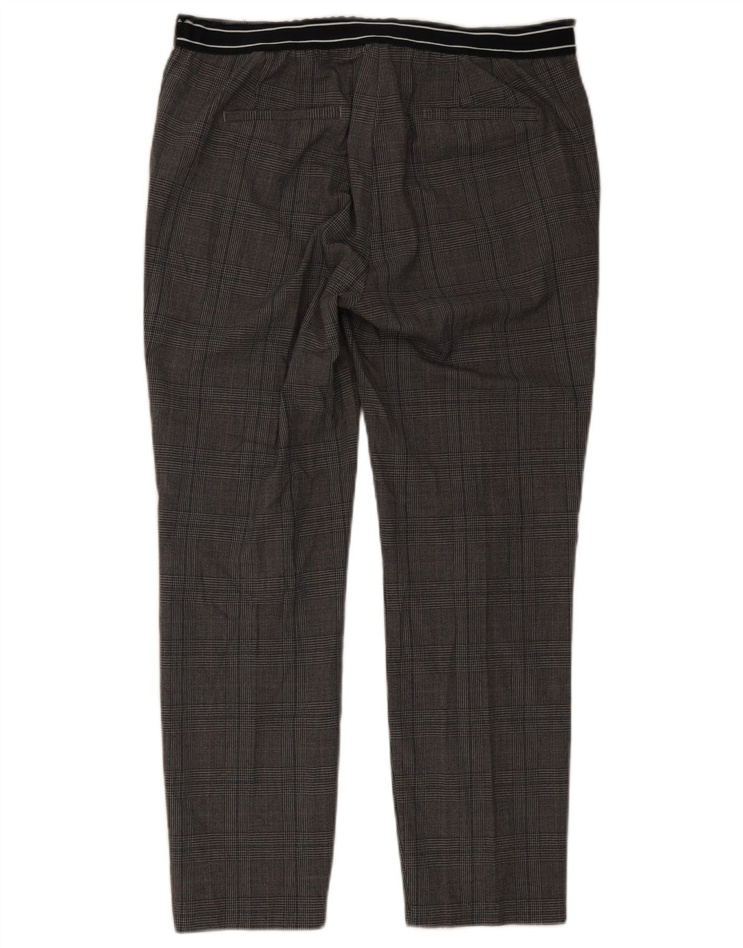 Calça Chino Slim Feminina Zara XL W32 L27 Poliéster Xadrez Cinza