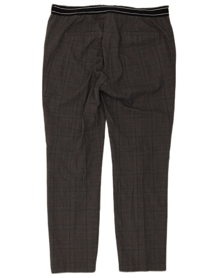 Calça Chino Slim Feminina Zara XL W32 L27 Poliéster Xadrez Cinza