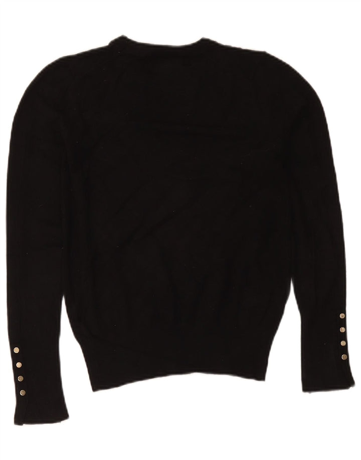 Zara Suéter feminino com gola redonda e gola redonda, preto pequeno, 10