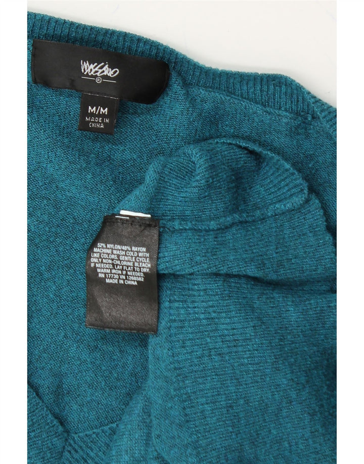 MOSSIMO Womens V-Neck Jumper Sweater UK 12 Medium Blue Nylon Vintage Mossimo and Second-Hand Mossimo from Messina Hembry 