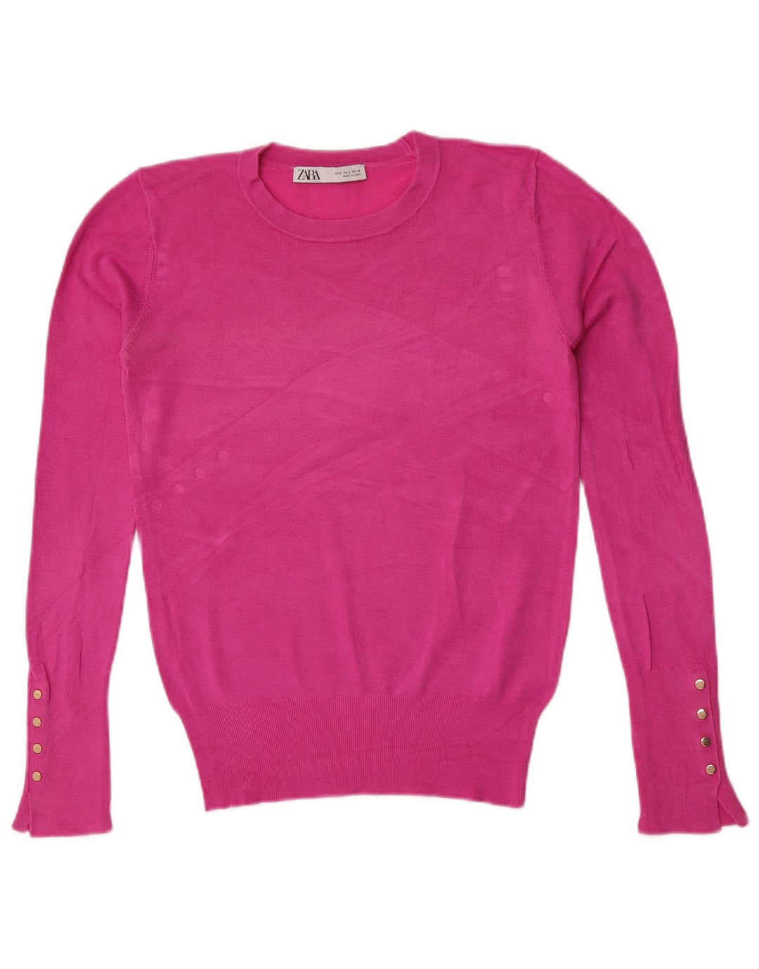 Suéter feminino Zara com gola redonda, Reino Unido 10 pequeno rosa