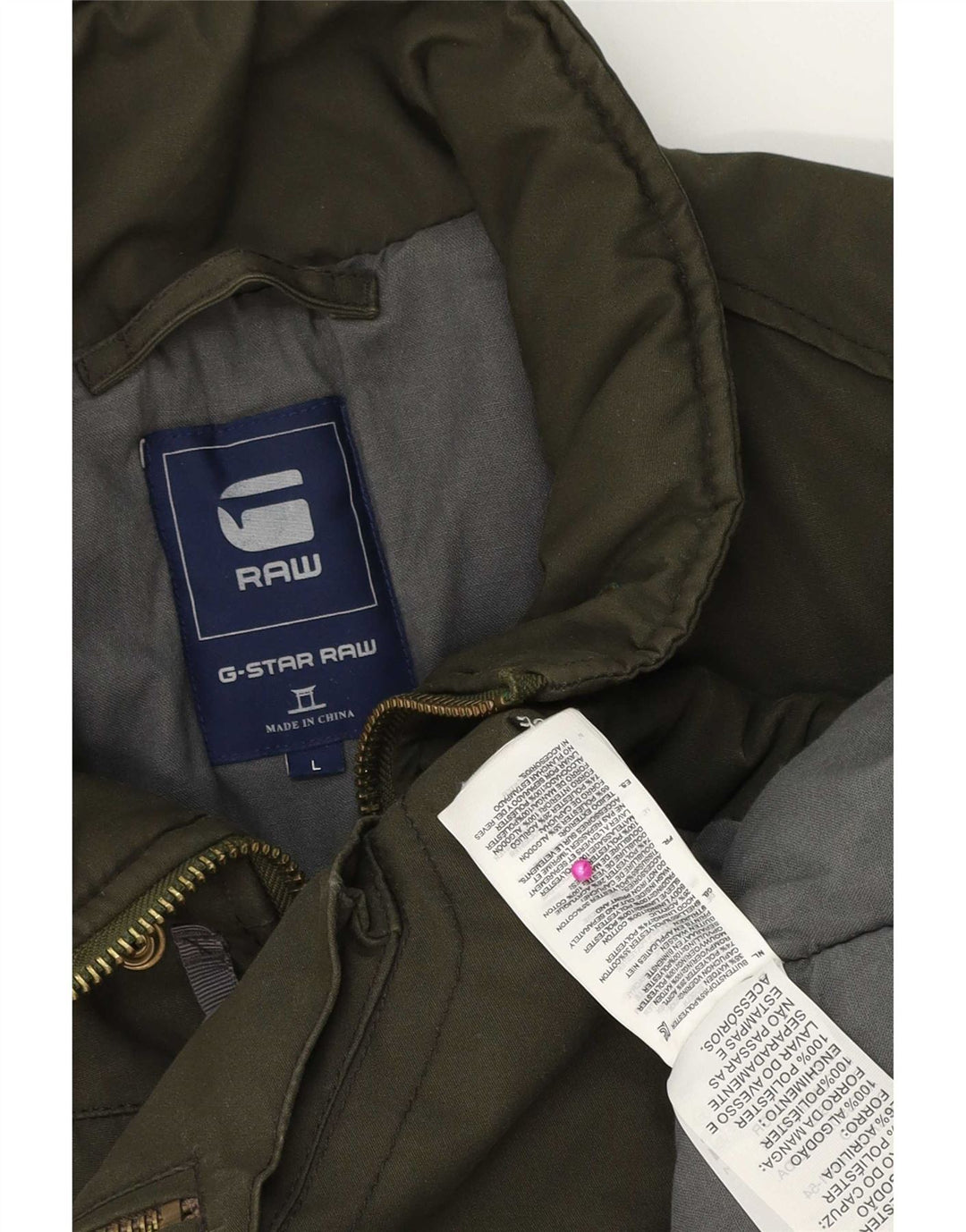 Jaqueta utilitária masculina G-Star UK 40 grande poliéster cáqui