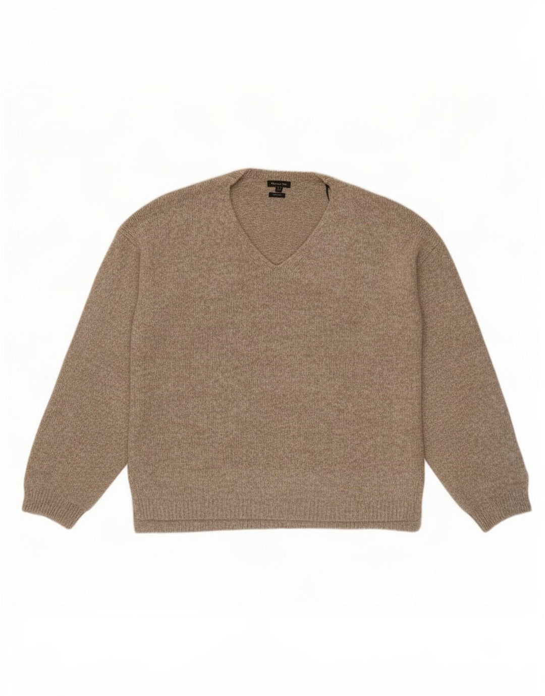 Suéter masculino Massimo Dutti com decote em V, médio bege poliamida