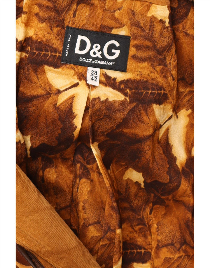 Dolce & Gabbana Casaco feminino de veludo com capuz IT 42 marrom médio