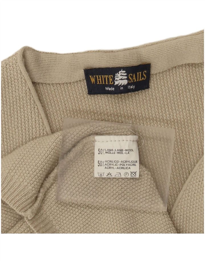 Suéter cardigã masculino sem mangas White Sails lã bege médio