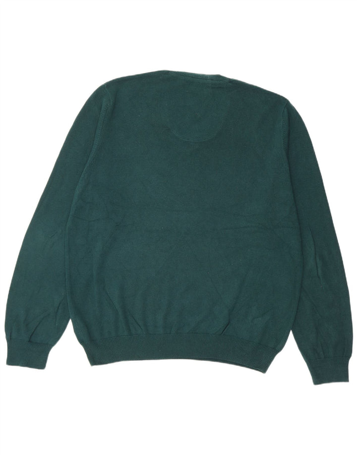 Suéter masculino Marks & Spencer com ajuste regular e decote em V, grande algodão verde