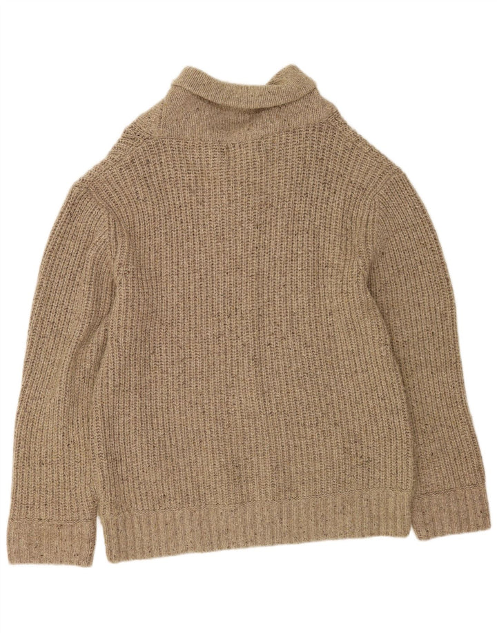 Suéter masculino Marks & Spencer Heritage com gola xale grande bege salpicado