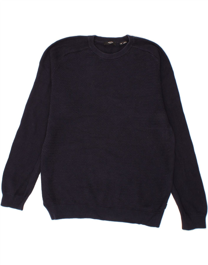 JACK & JONES Mens Crew Neck Jumper Sweater XL Navy Blue Cotton Vintage Jack & Jones and Second-Hand Jack & Jones from Messina Hembry 