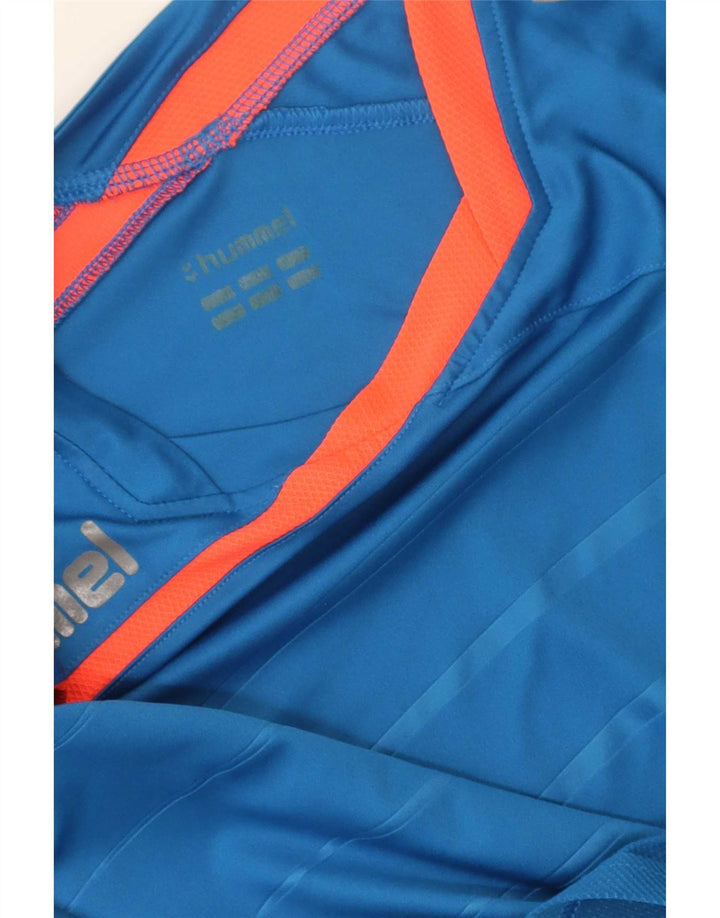 Hummel Camiseta masculina gráfica grande listrada azul