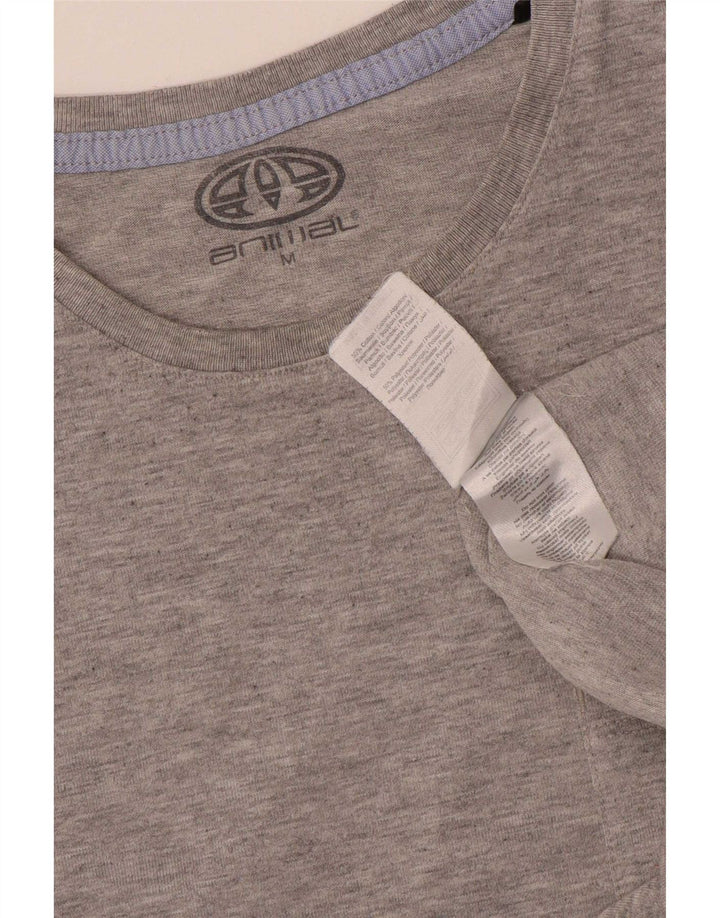 Camiseta Animal Masculina Gráfica Top Algodão Cinza Médio