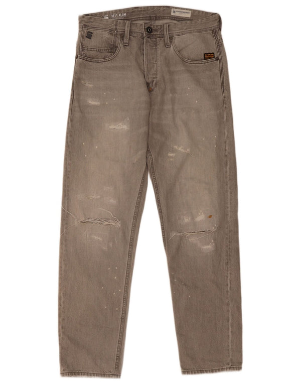 Calça jeans masculina G-Star relaxada e desgastada W30 L32 algodão cinza
