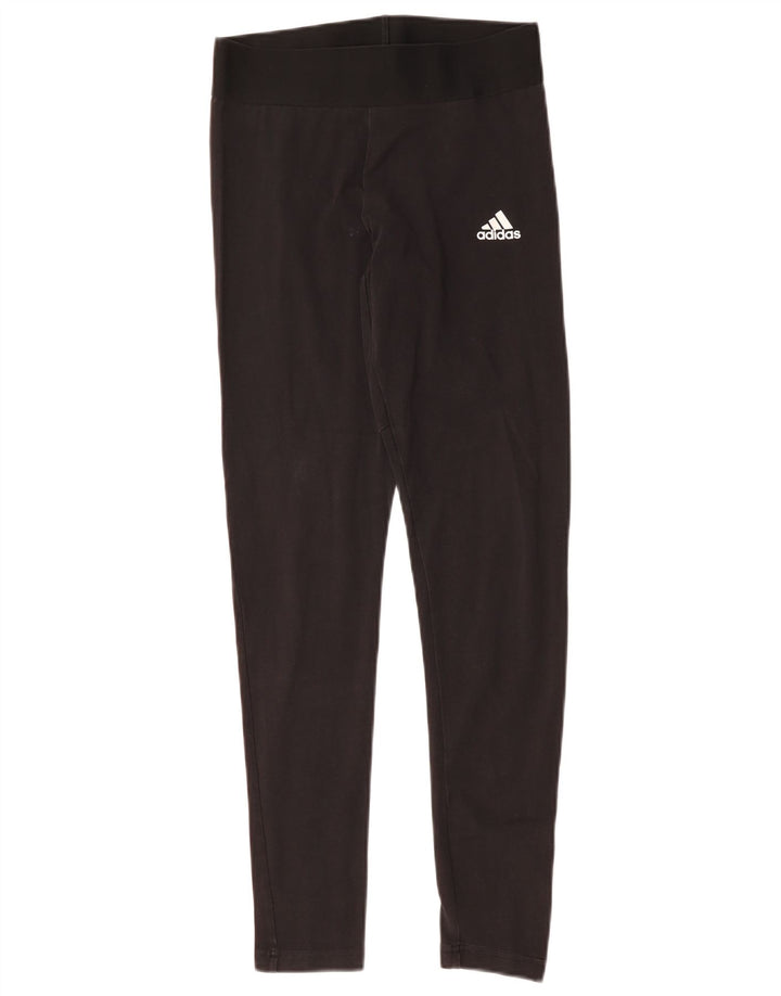 ADIDAS Womens Leggings UK 8/10 Pequeno Algodão Preto