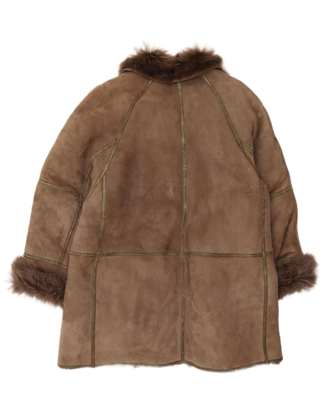 Casaco feminino vintage de corte grande IT 44 Shearling marrom médio