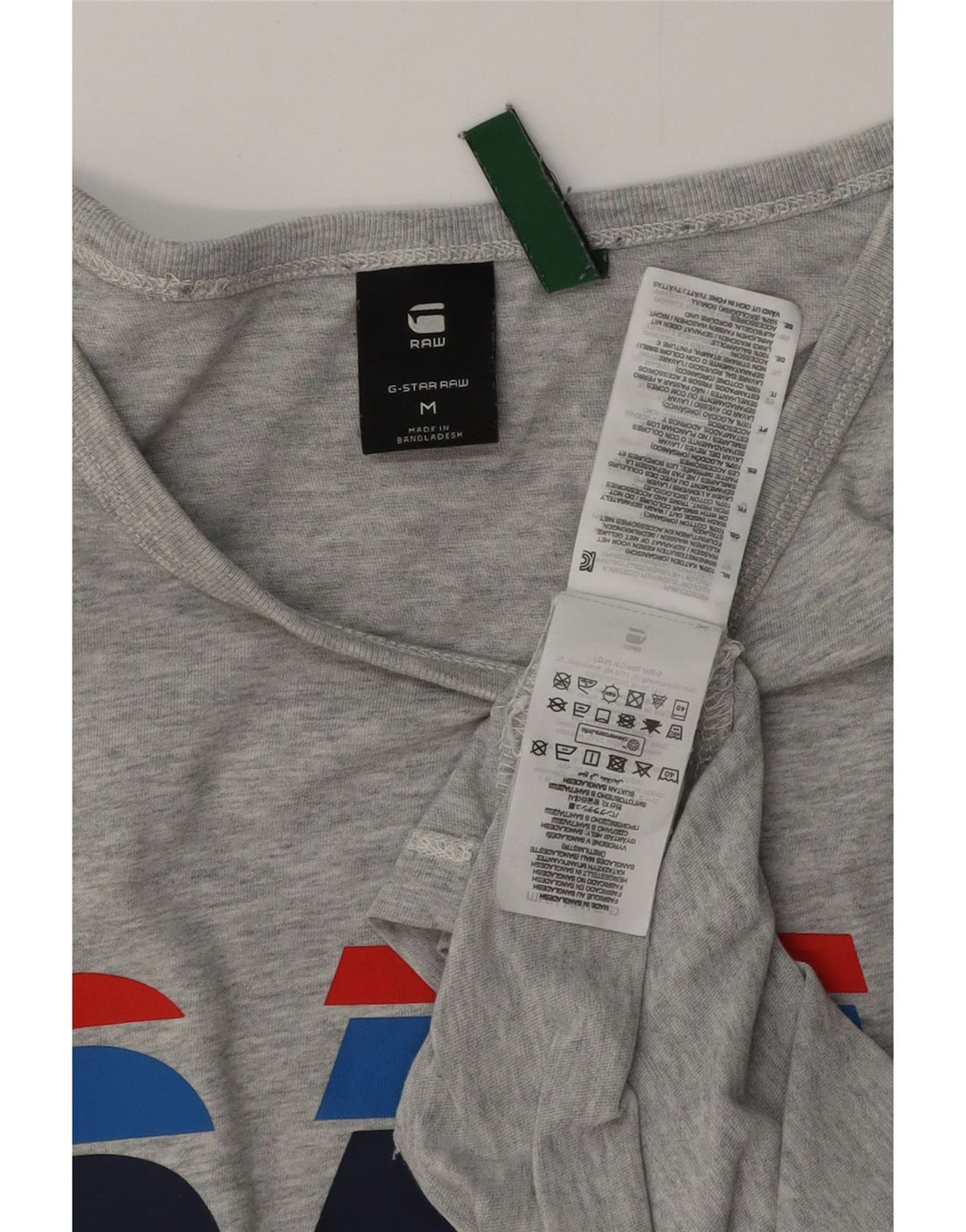 Camiseta gráfica masculina G-STAR Top algodão manchado cinza médio