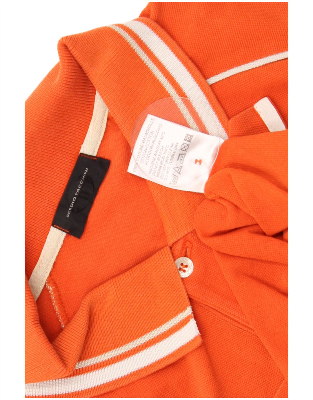 Camisa polo masculina Sergio Tacchini EU 50 médio laranja colorblock algodão