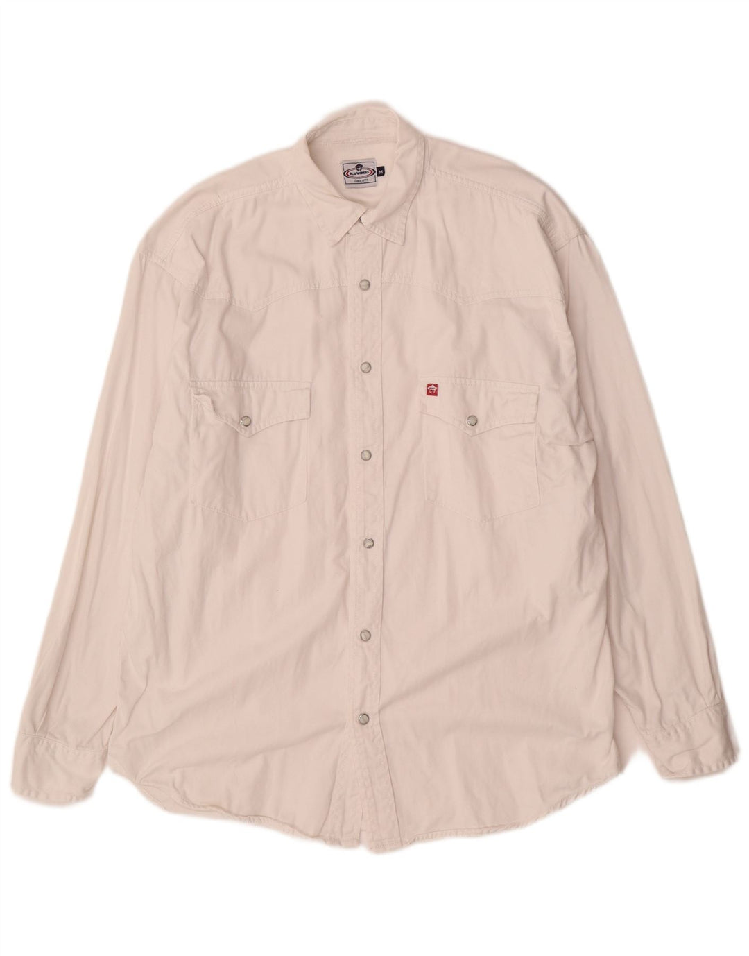 Camisa jeans masculina vintage de algodão branco médio