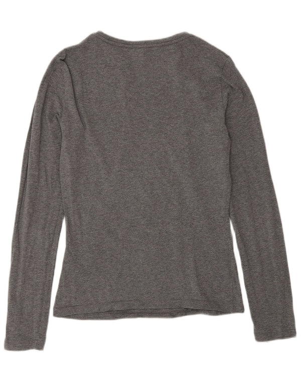 Top gráfico feminino Armani Jeans manga comprida Reino Unido 12 algodão cinza médio