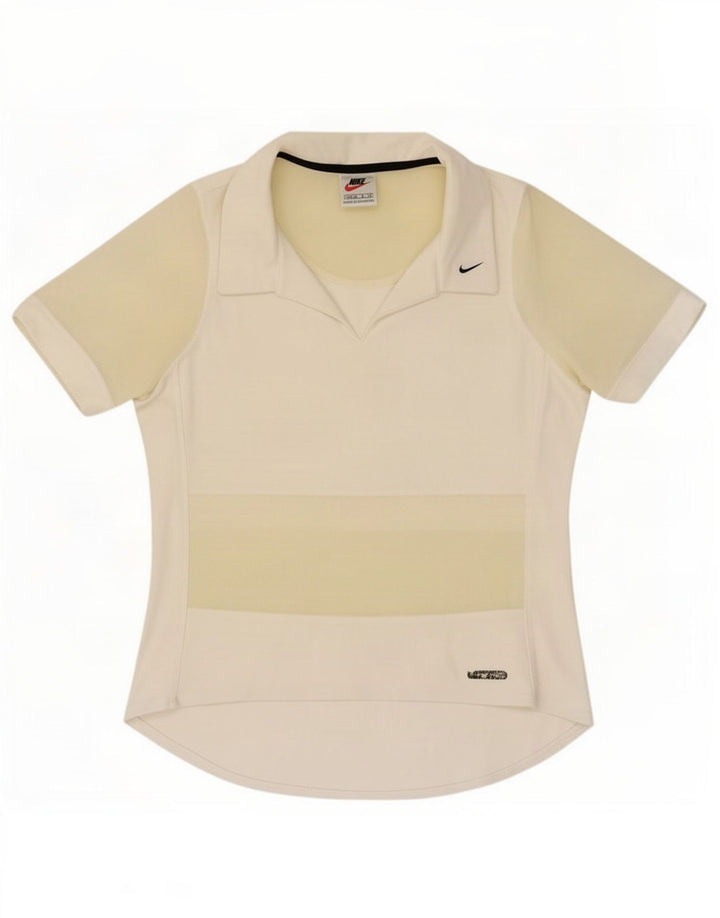 Camisa polo feminina Nike US 8/10 médio branco colorblock poliéster