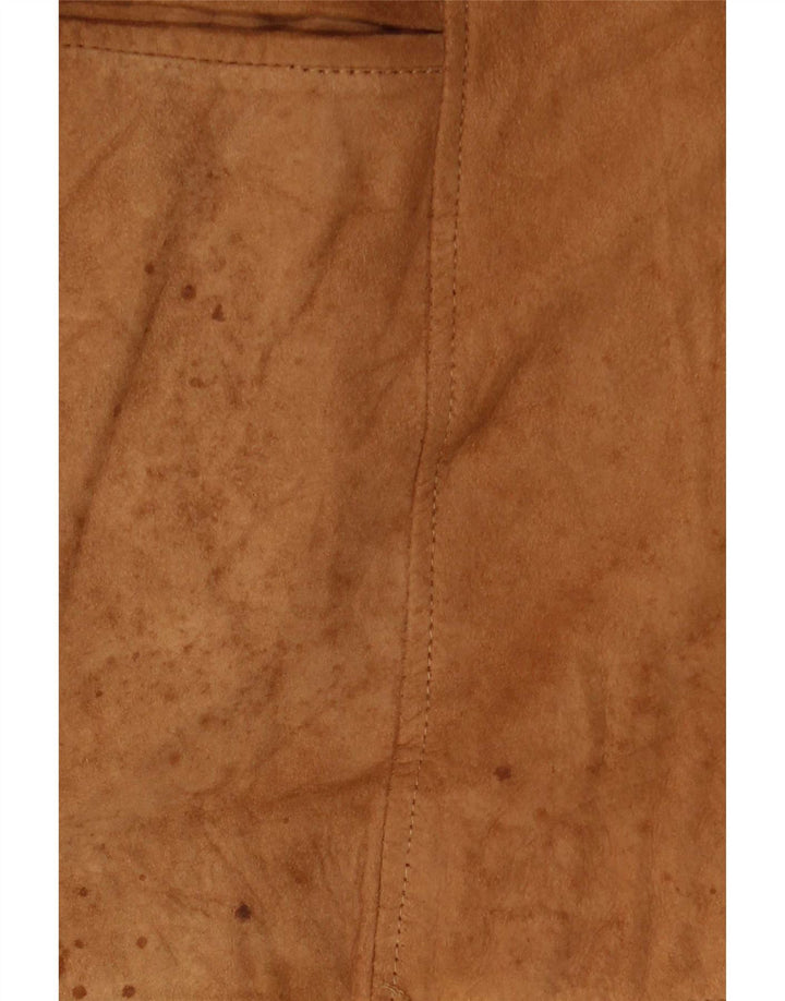 Jaqueta blazer feminina de camurça com 2 botões Anfor IT 52 2XL couro bege