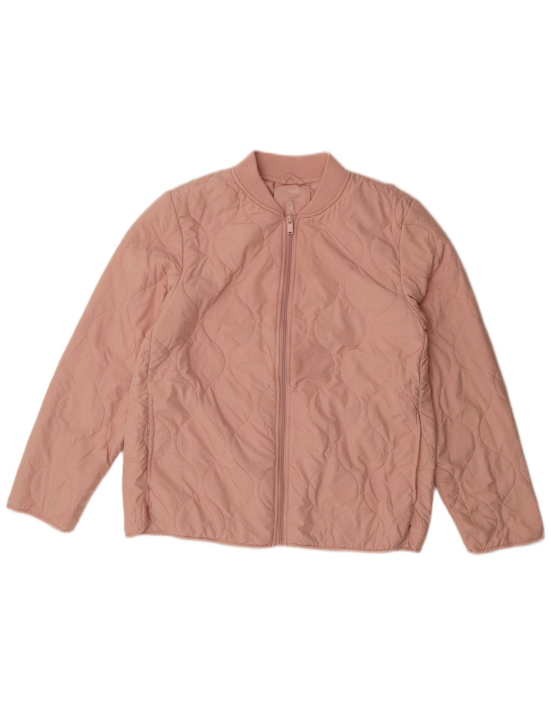 Jaqueta acolchoada feminina Marks & Spencer Reino Unido 12 poliéster rosa médio
