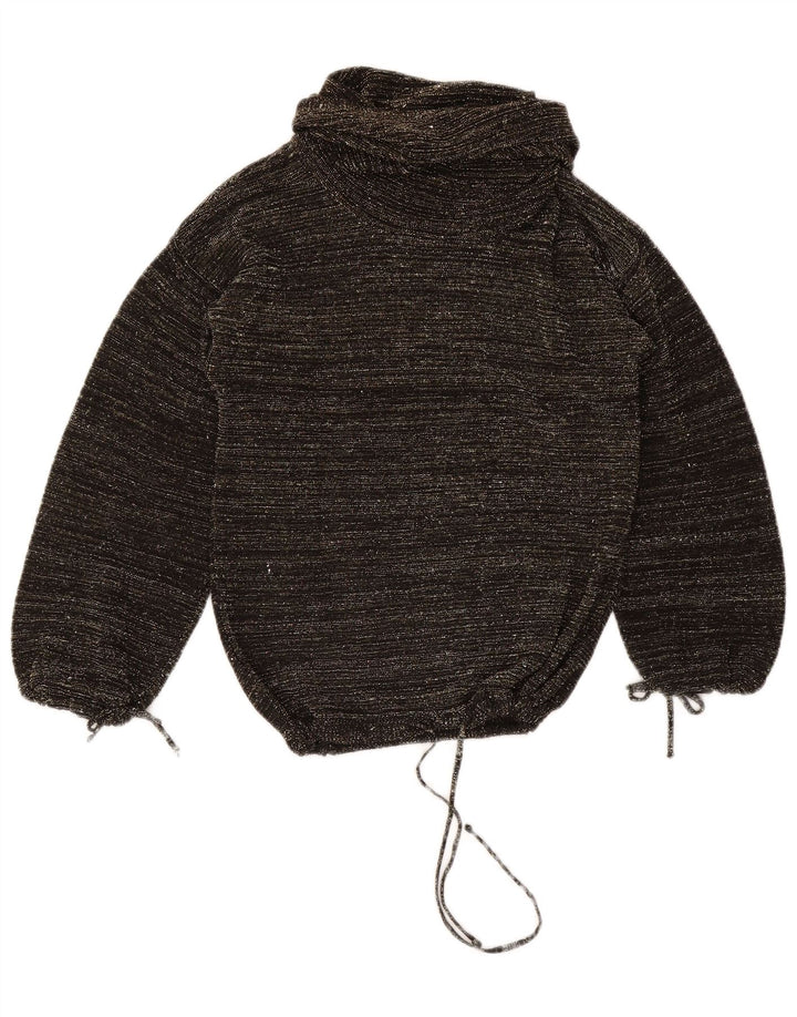 Suéter feminino vintage com gola redonda UE 40 médio preto manchado