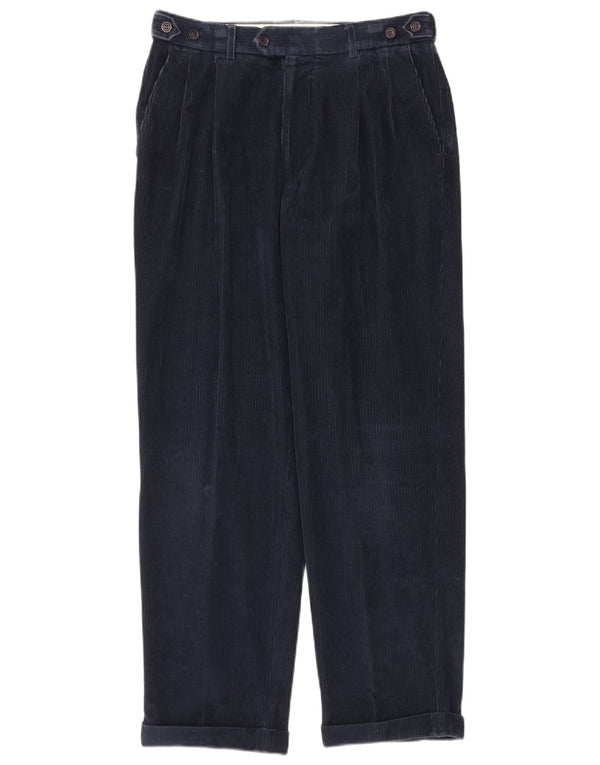 Calça masculina de veludo cotelê Marks & Spencer W34 L31 algodão azul marinho