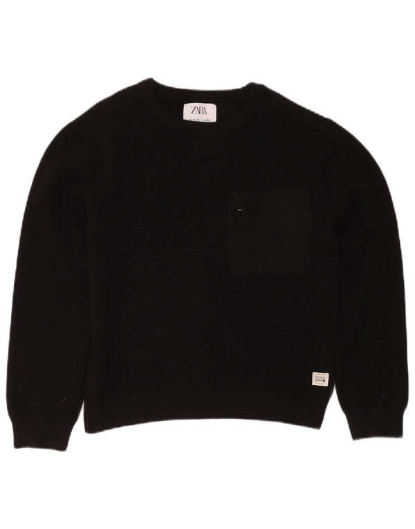 Suéter Zara Boys com gola canoa 11-12 anos algodão preto
