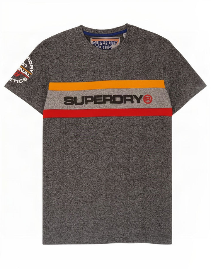 Camiseta gráfica masculina Superdry Top grande bloco colorido cinza