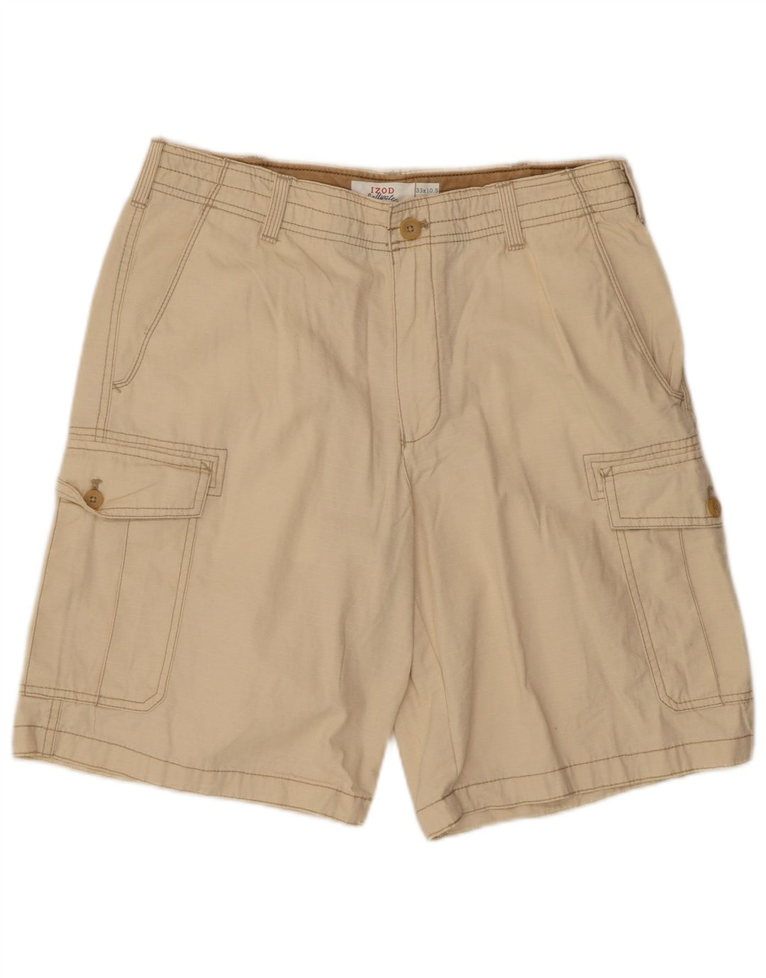 Shorts cargo masculino IZOD água salgada W33 algodão bege médio