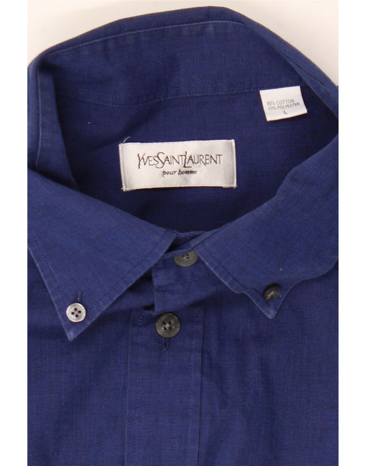 Camisa masculina Yves Saint Laurent grande algodão azul marinho