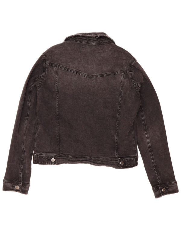 Jaqueta jeans feminina Zara UK 16 grande algodão preto