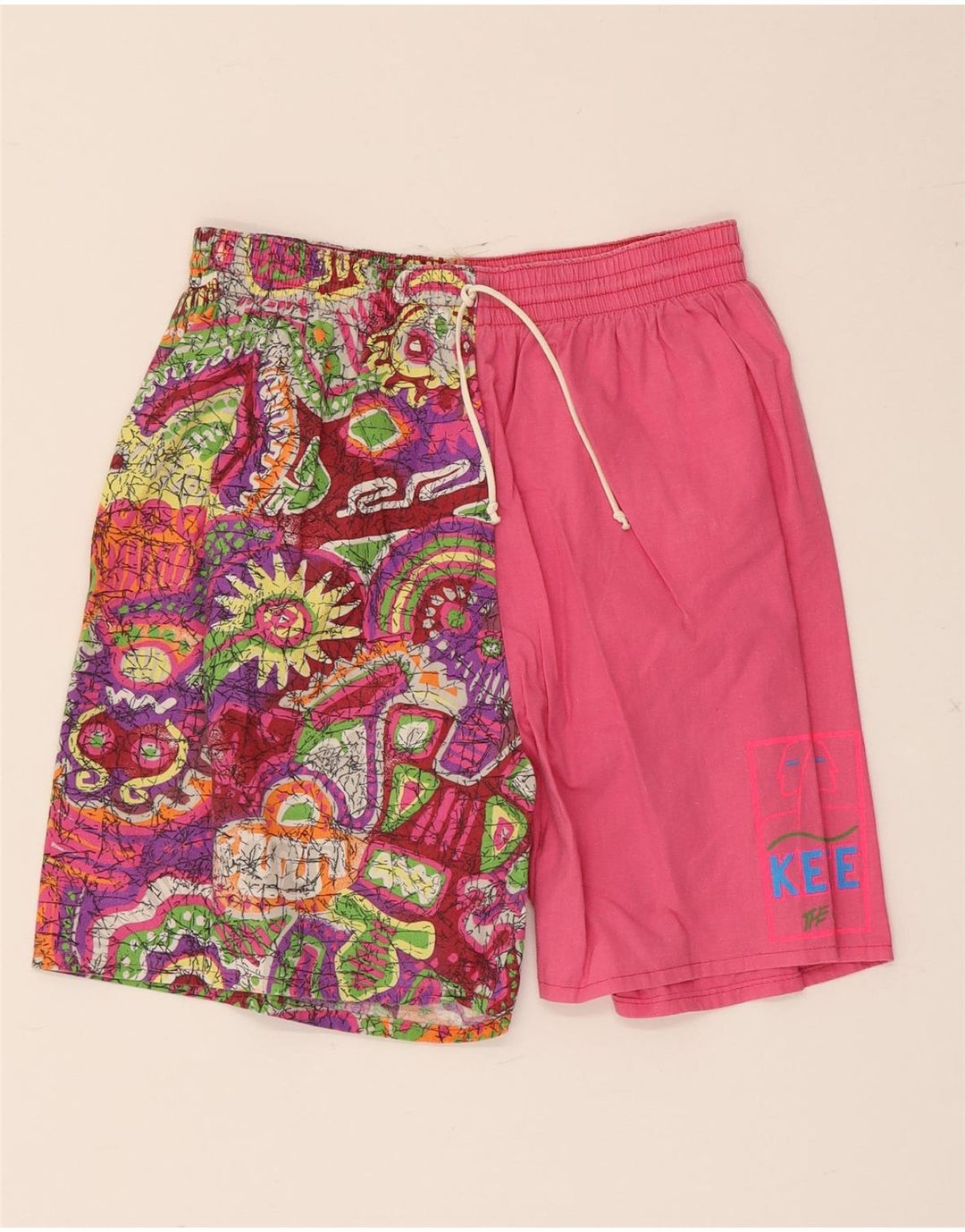 Shorts de natação masculino vintage IT 48 pequeno algodão rosa