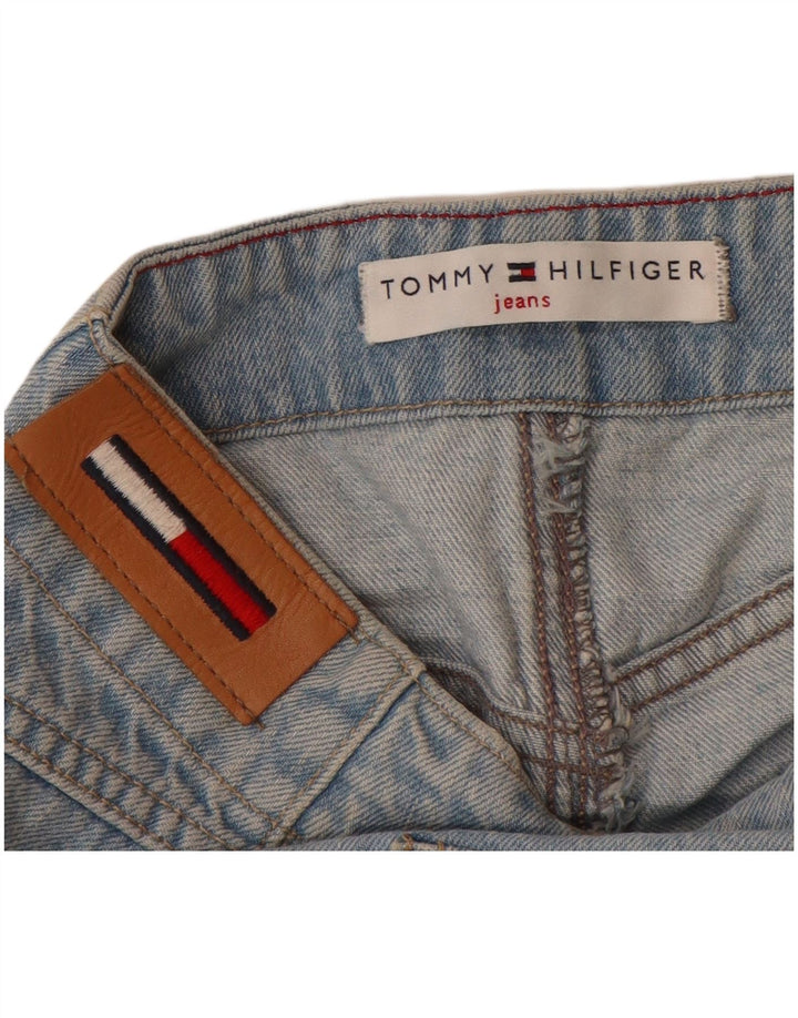 Saia jeans feminina de cintura alta TOMMY HILFIGER EUA 10 grande W30 algodão azul