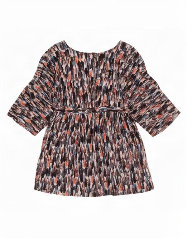 Túnica feminina Zara com padrão abstrato manga 3/4 Reino Unido 14 grande multicolorido